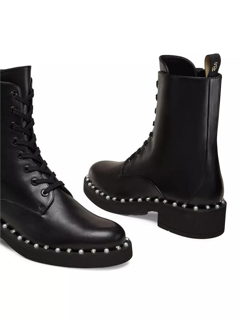 Stuart Weitzman Reverie Embellished Leather Lace-Up Booties 4