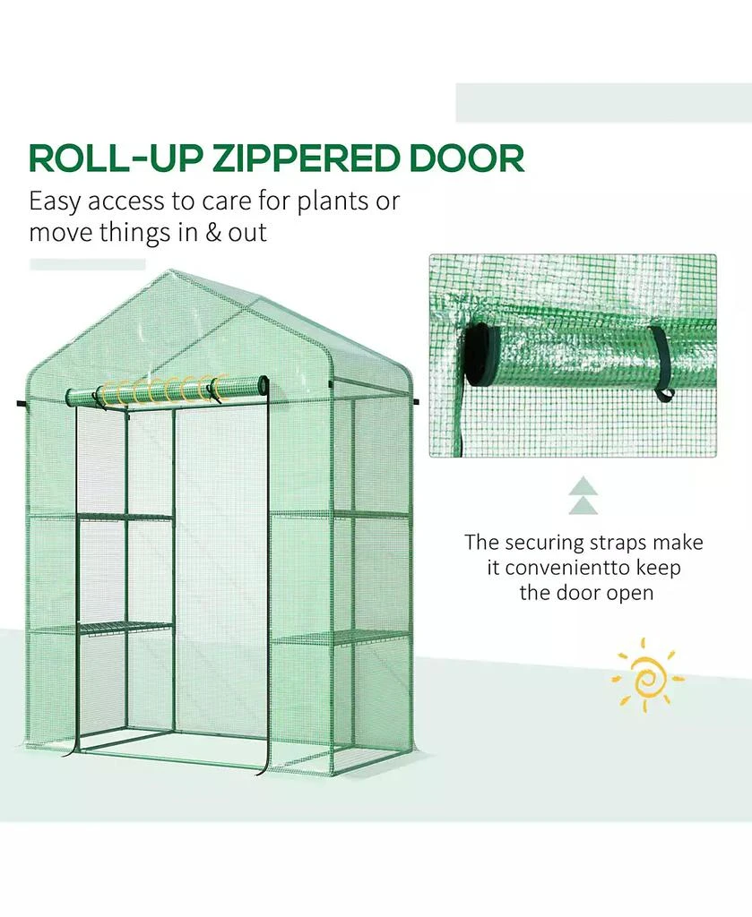 Outsunny 56" x 29" x 77" Small Walk-in house w/3 Tier Shleves, 5