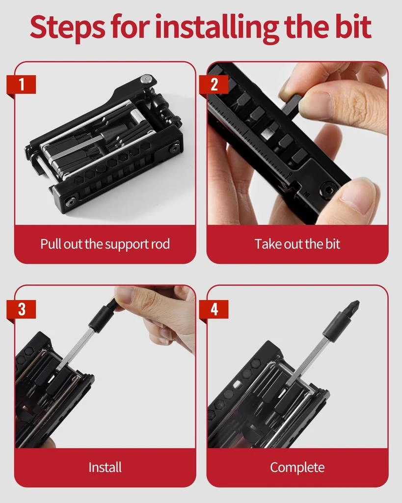 Kocyare Bike Multi Tool 38 in 1 Bicycle Repair Kit with Chain Levers, Hex Spoke Wrench, Splitter Tool and Crank Puller - Portable Cycling Accessories Set 6