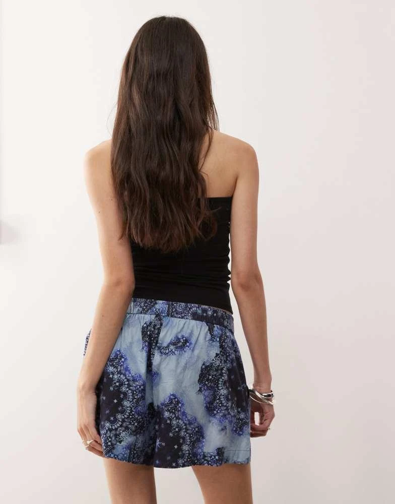 Monki Monki poplin shorts in blue scarf print 5