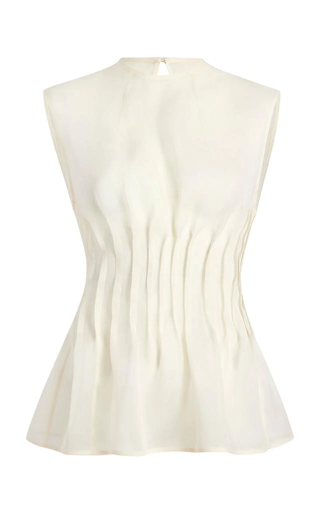 Khaite Khaite - Westin Pleated Silk Top - Ivory - US 6 - Moda Operandi 1