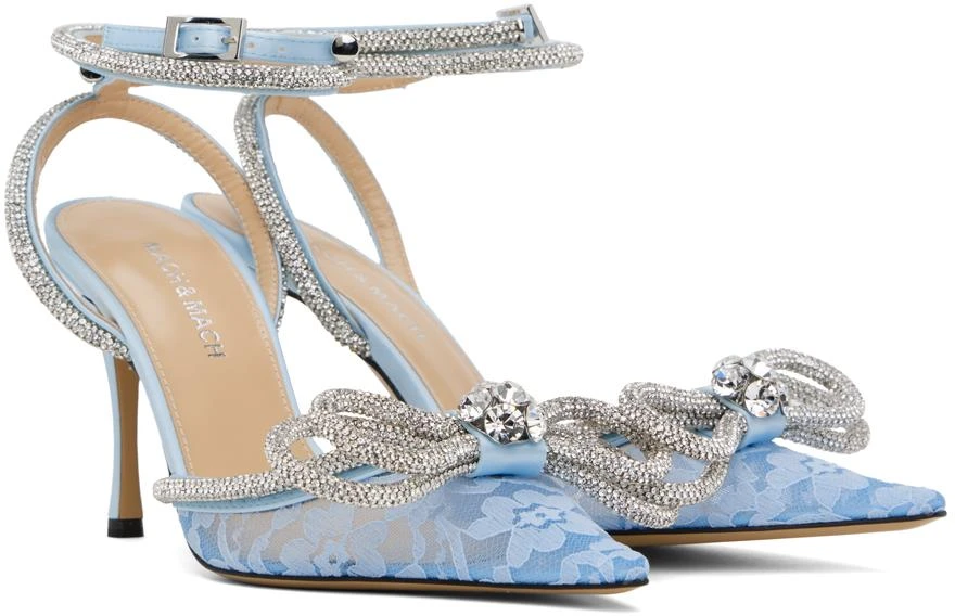 MACH & MACH Blue Double Bow Lace 95 Heels 4