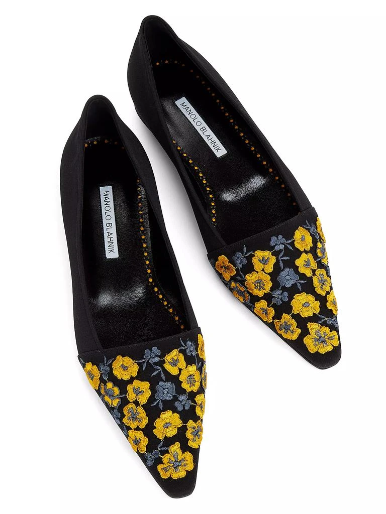 Manolo Blahnik Safiye Embroidered Silk Flats 4