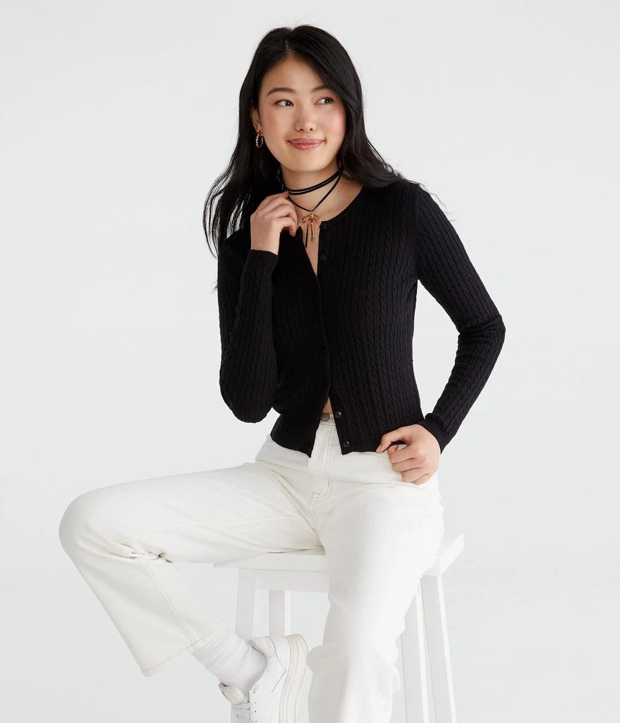 Aeropostale Cable Knit Buttoned Crew Cardigan 9