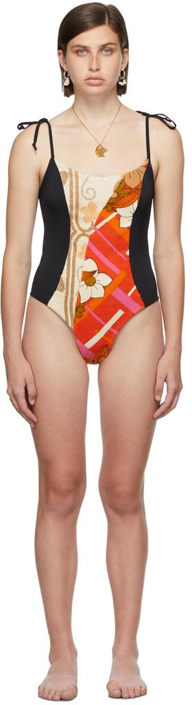 Rave Review SSENSE Exclusive Black & Orange Ophie One-Piece Swimsuit
