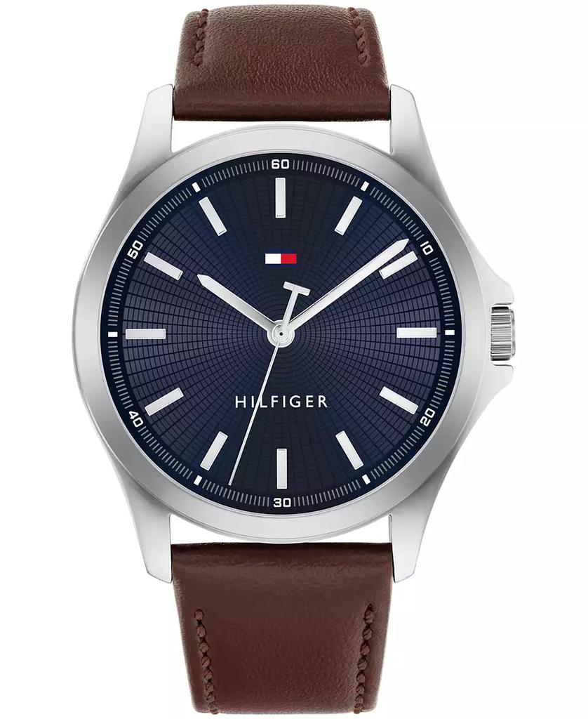 Tommy Hilfiger Men's Quartz Brown Leather Strap Watch 42mm