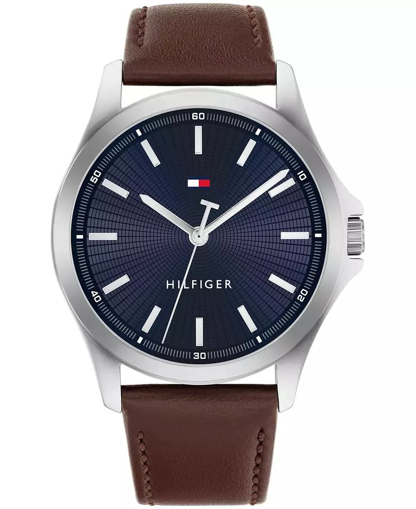 Tommy Hilfiger Men's Quartz Brown Leather Strap Watch 42mm 1