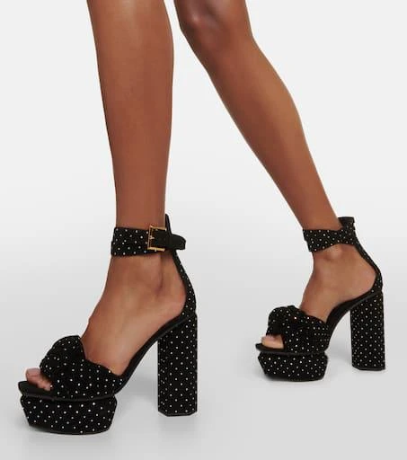 Balmain Ava embellished suede platform sandals 4
