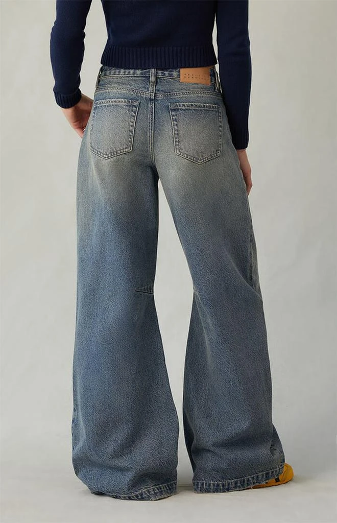 PacSun Remi Baggy Barrel Jeans Knee Dart Dark Indigo 4