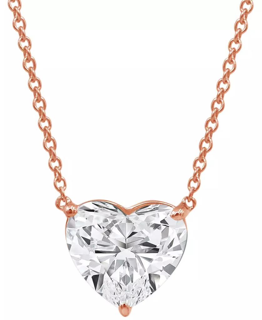 Badgley Mischka Certified Lab Grown Diamond Heart-Cut Solitaire 18" Pendant Necklace (3 ct. t.w.) in 14k Gold