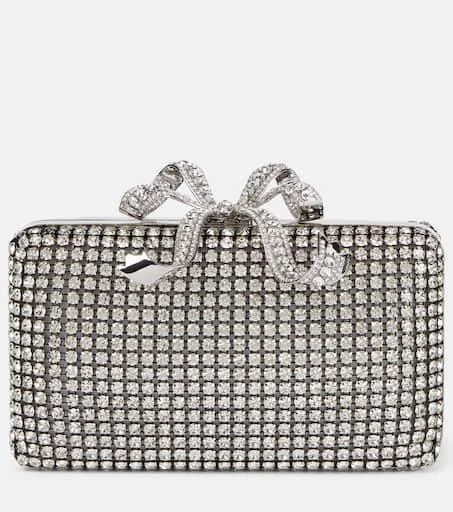 Self Portrait Bow Small crystal-embellished clutch 1