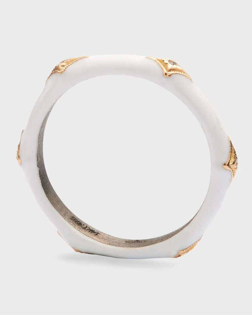Armenta New World White Enamel Diamond Crivelli Stack Ring 5
