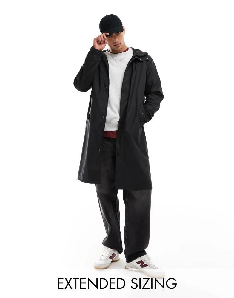 ASOS ASOS DESIGN longline rubberised windbreaker jacket in black 1