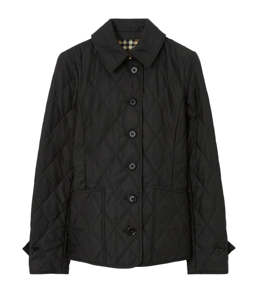 Burberry Corduroy Collar Diamond Quilted Jacket - Jackets