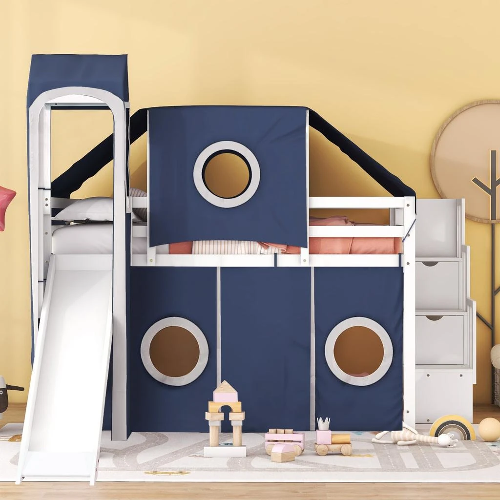 Streamdale Furniture Streamdale Full Size Loft Bed with Tent and Tower 2