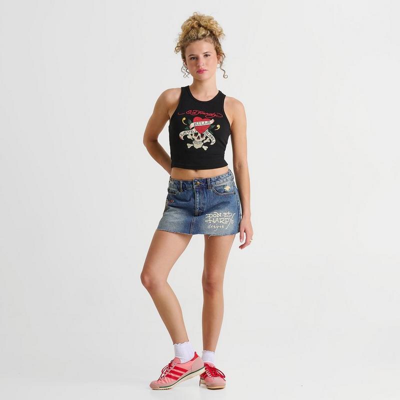 Ed Hardy Women's Ed Hardy Panther Dagger Denim Mini Skirt