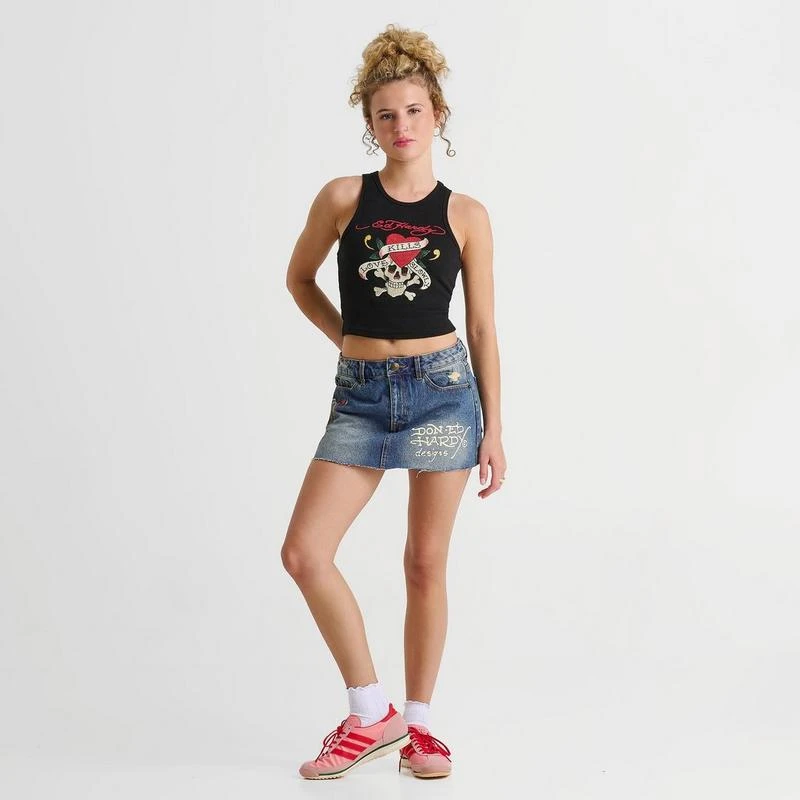 Ed Hardy Women's Ed Hardy Panther Dagger Denim Mini Skirt 2