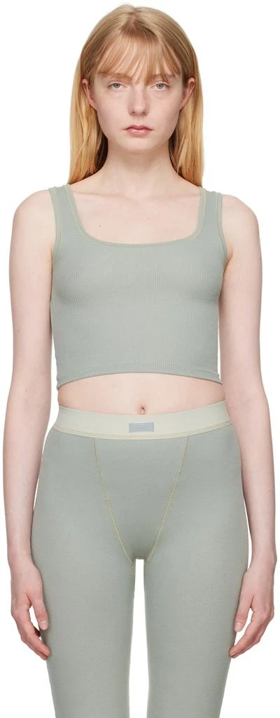 SKIMS Green Cotton Rib Tank Top 1