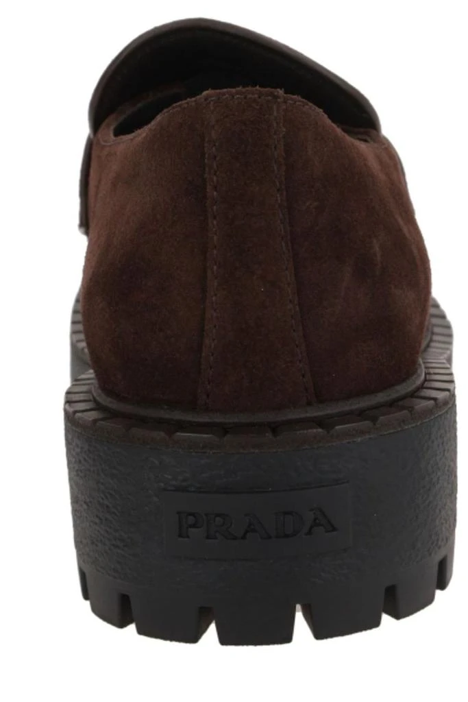 Prada Prada Logo Plaque Round Toe Loafers 3