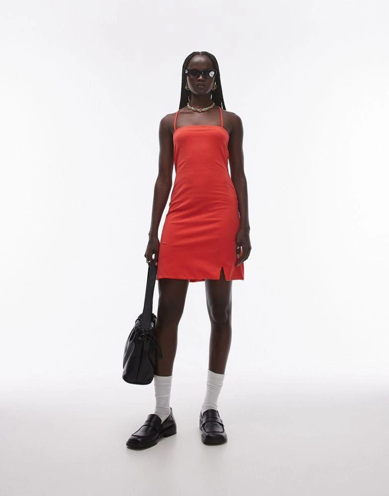 Topshop Topshop jersey spaghetti strap mini dress in red 1