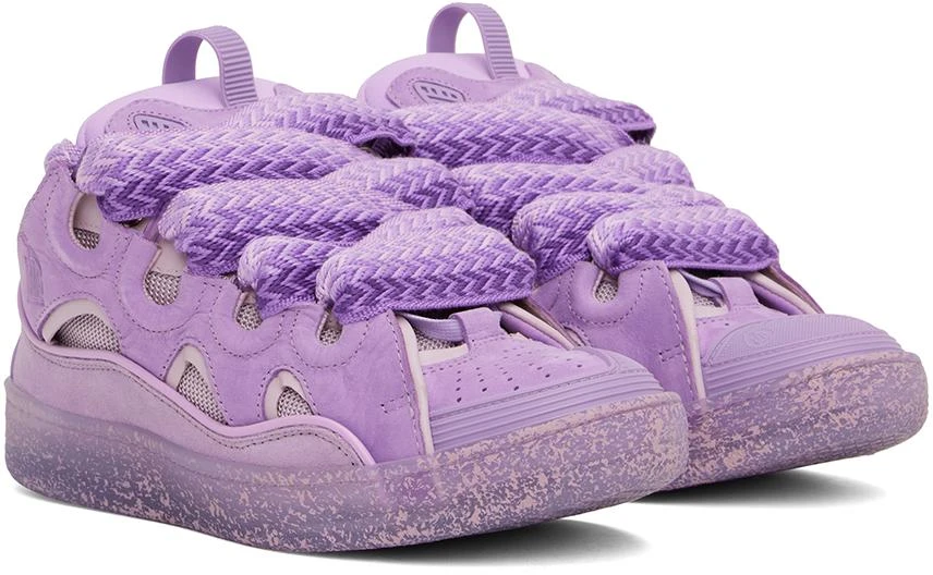 Lanvin Purple Leather Curb Sneakers 4