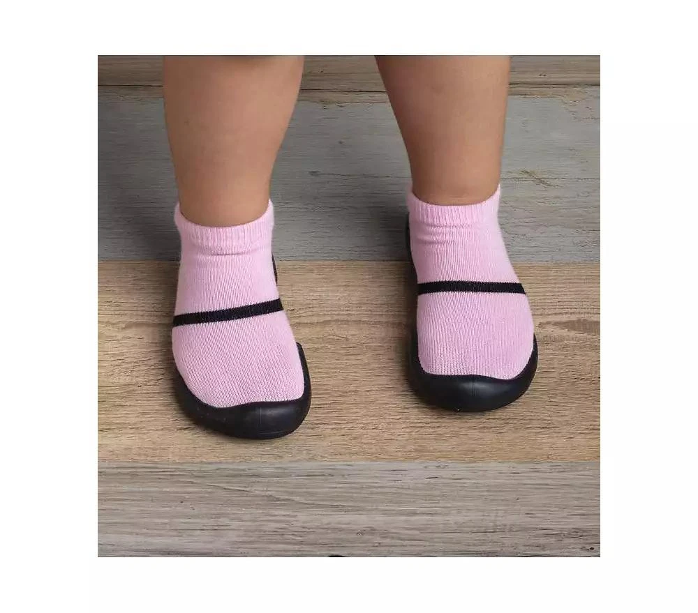 Komuello Baby Girl First Walk Sock Shoes Mary Jane - Pink 2