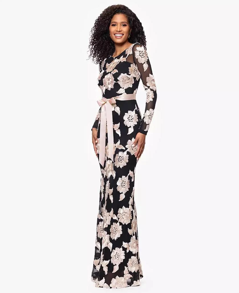 Betsy & Adam Petite Jacquard Printed Long Sheath Dress 4