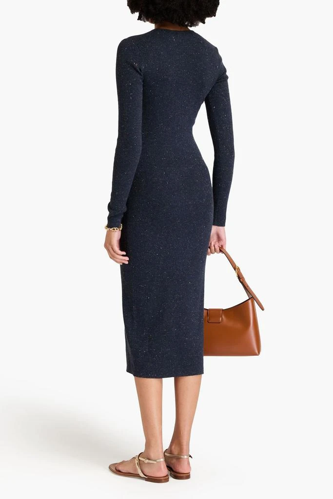 Brunello Cucinelli Bead-embellished metallic ribbed-knit midi dress 3