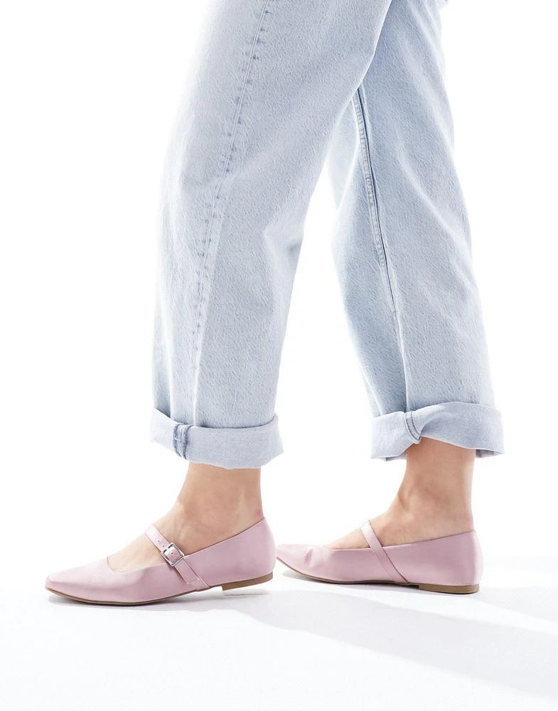 ASOS ASOS DESIGN Wide Fit Lottie Mary Jane Ballet in Pink satin 2