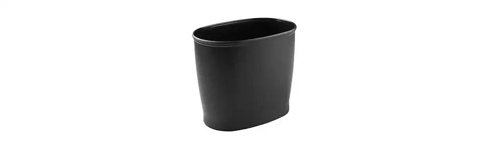 iDesign Oval 2.1 Gallon / 8 Liter Plastic Trash Can, Black, Made in USA