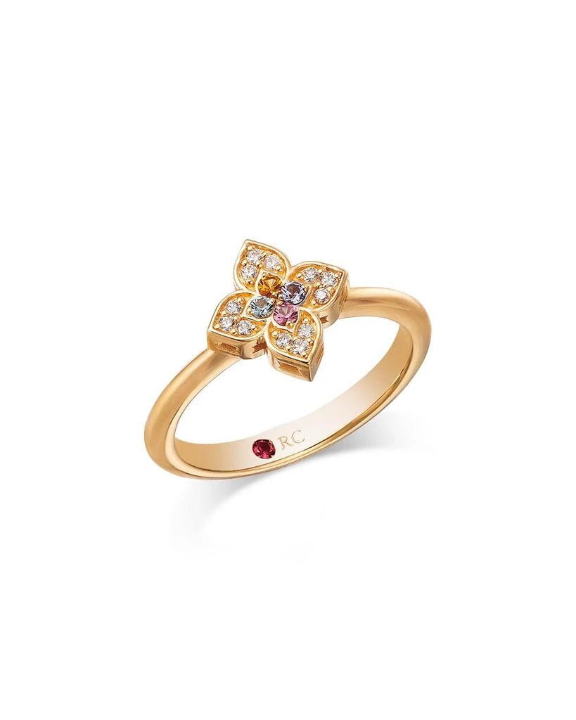 Roberto Coin 18K Rose Gold Venetian Princess Carnevale Multi Gemstone 
Diamond Flower Ring 1