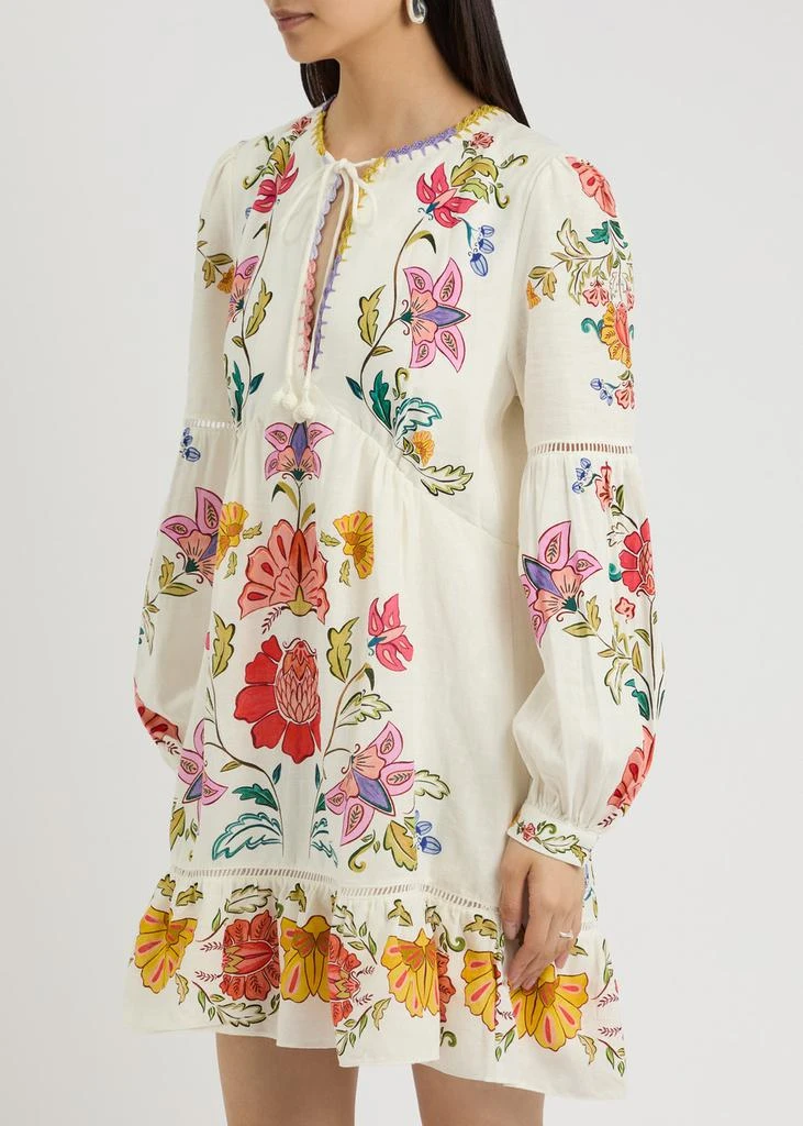 Farm Rio Floral Insects printed linen-blend mini dress  2