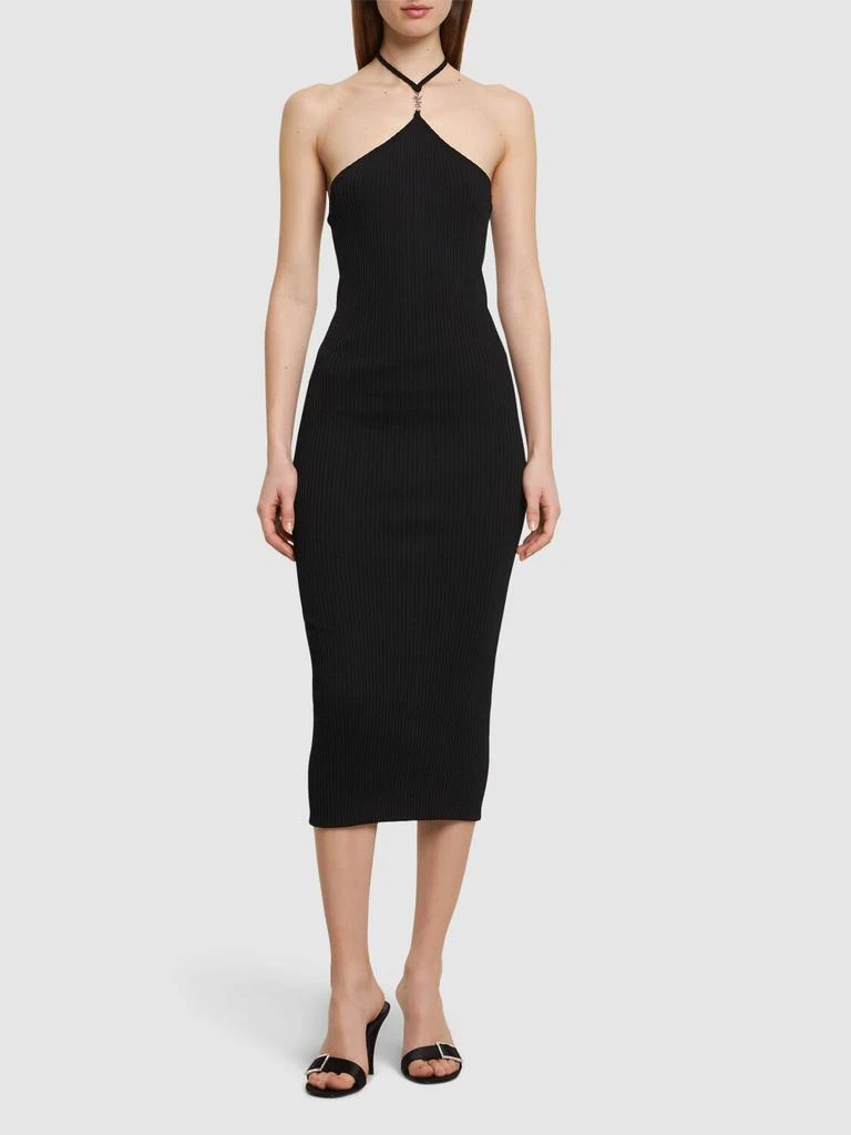 AMIRI Cotton Blend Knit Halter Neck Midi Dress 1