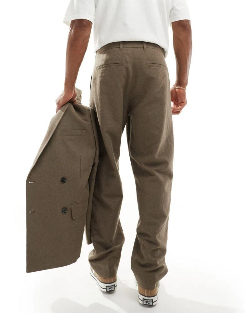 Abercrombie & Fitch Abercrombie & Fitch tailored pleated loose fit linen blend trousers in tan co-ord 6