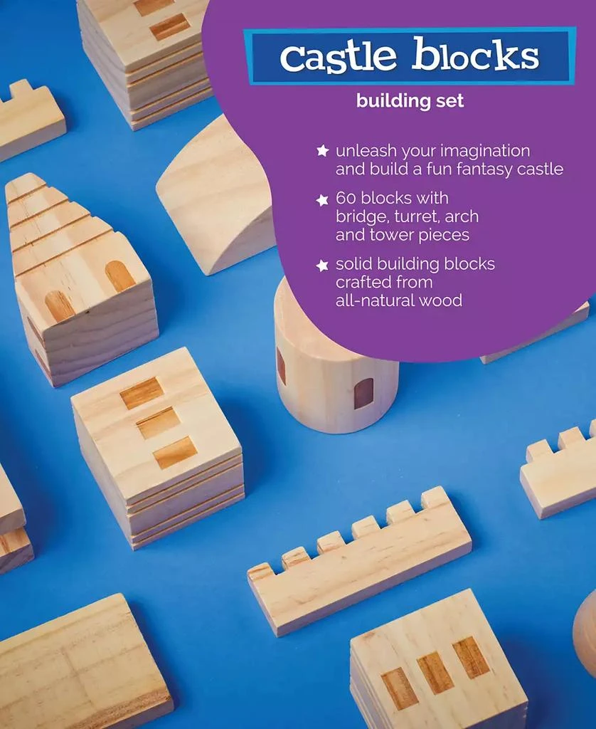 Geoffrey's Toy Box Solid Pine Wooden Castle Block Play Set, Created for Macy's 3