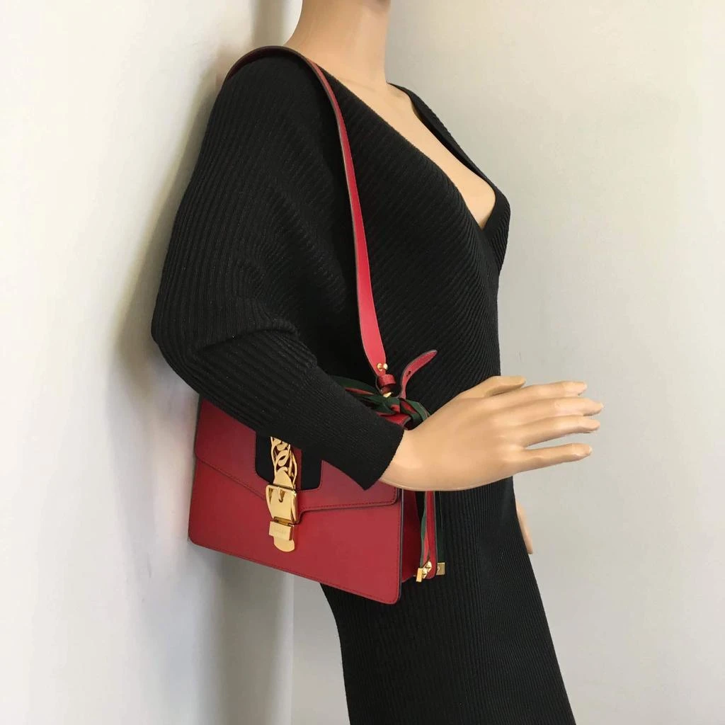 Gucci Gucci Red Leather Small Sylvie Shoulder Bag 7