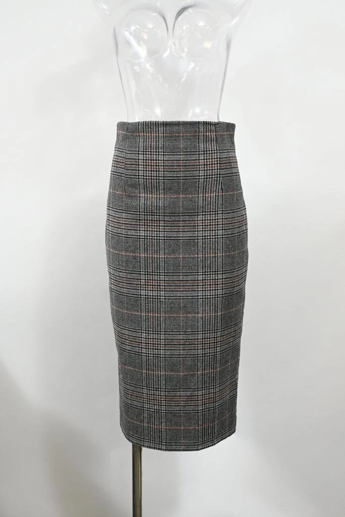 IRIS & INK Plaid Midi Pencil Skirt in Grey Wool 5