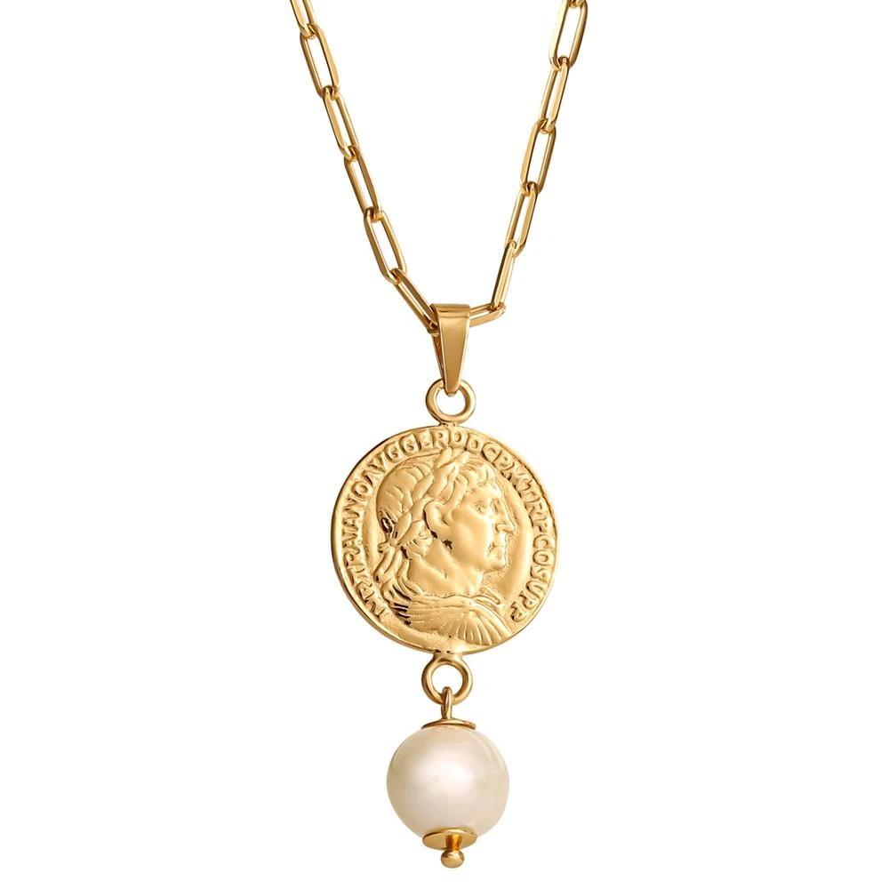 Macy's Pearl Coin 18" Pendant Necklace in 18k Gold-Plated Sterling Silver 1