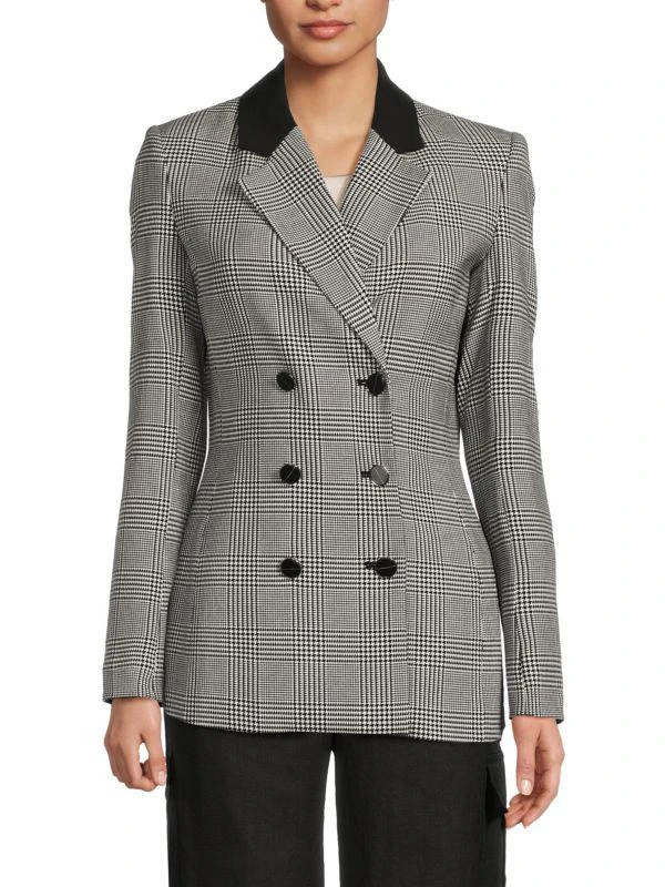 Calvin Klein Glen Plaid Double Breasted Blazer 1