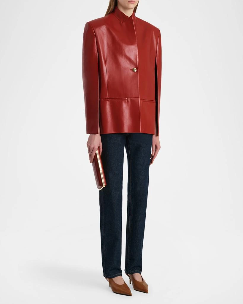 Khaite Dolso Single-Breasted Leather Cape Jacket 2