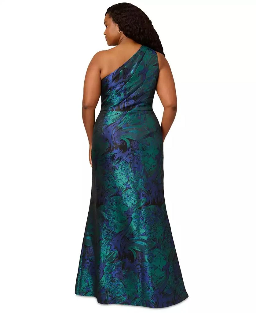 Adrianna Papell Plus Size One-Shoulder Jacquard Gown 2