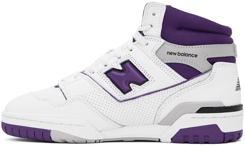 New Balance White & Purple 650 Sneakers 3