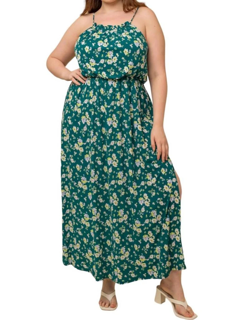 GILLI Floral Maxi Dress - Plus In Green 1