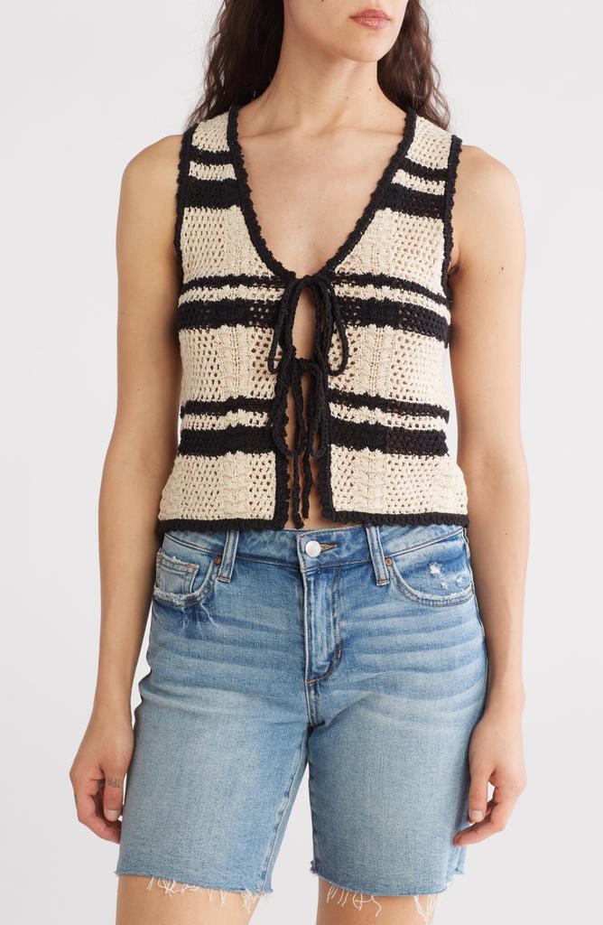 Blu Pepper Tie Front Open Knit Top