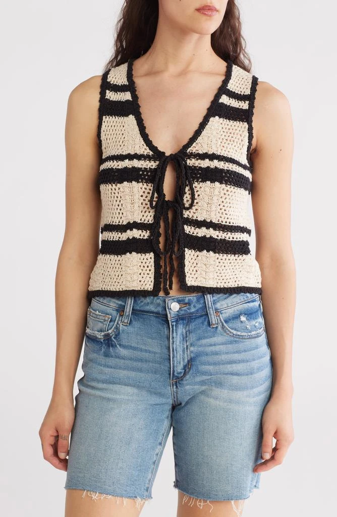 Blu Pepper Tie Front Open Knit Top 1