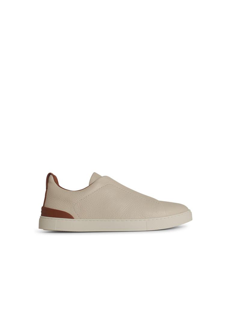 Zegna triple Cream Leather Sneakers