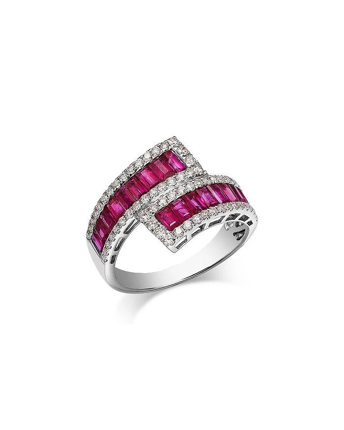Bloomingdale
s Fine Collection Ruby 
Diamond Bypass Ring in 14K White Gold
