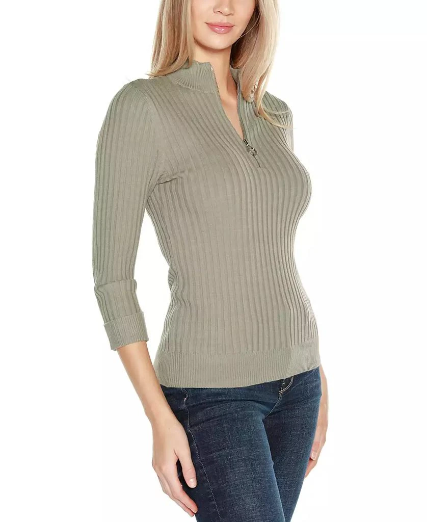 Belldini Black Label Women's Ribbed Quarter-Zip Sweater 3