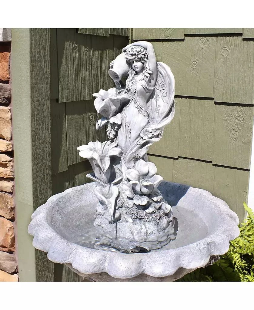 Sunnydaze Decor Outdoor Polyresin Fairy Flower Solar Powered Water Fountain Feature with Battery Backup - 42" 6