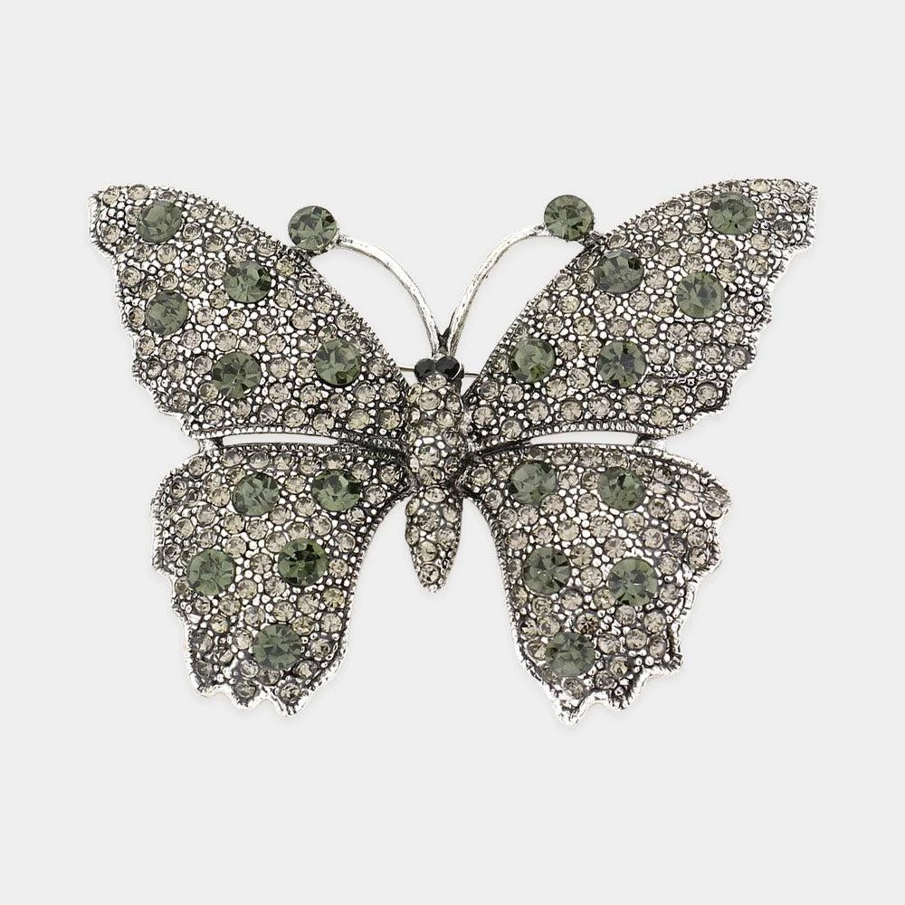 FASHNZFAB Bubble Stone Embellished Butterfly Pin Brooch